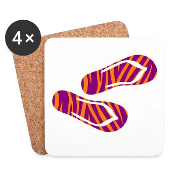 Zebra Safari Muster Flip Flops Latschen Urlaub Fun - Untersetzer (4er-Set) - Weiß - Vorne