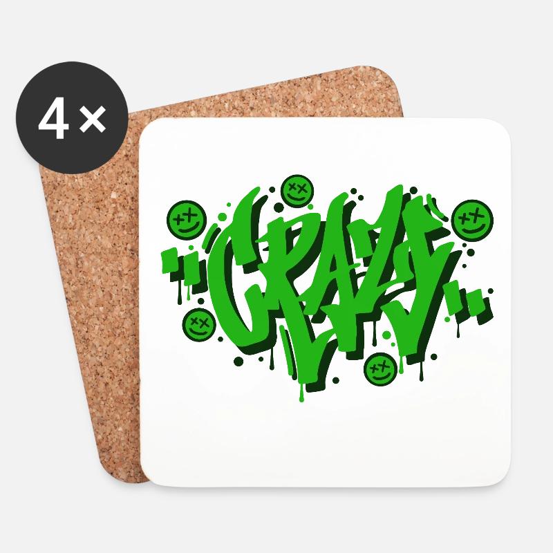 Verrücktes Graffiti-Buchstaben-Design - Untersetzer (4er-Set) - Weiß