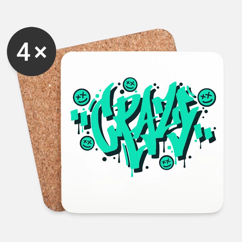 Verrücktes Graffiti-Buchstaben-Design - Untersetzer (4er-Set) - Weiß