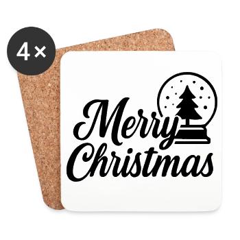 Merry Christmas Design mit Weihnachtskugel - Untersetzer (4er-Set) - Weiß - Vorne