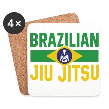 Arts Martiaux Drôle Jiu-Jitsu Brésilien BJJ - Dessous de verre (lot de 4) - blanc - Devant