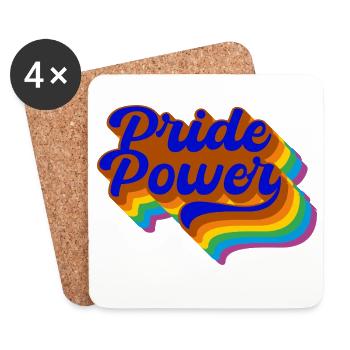 Pride Power Fierté LGBTQ+ et Diversité - Dessous de verre (lot de 4) - blanc - Devant