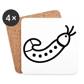 Regenwurm - Untersetzer (4er-Set) - Weiß - Vorne