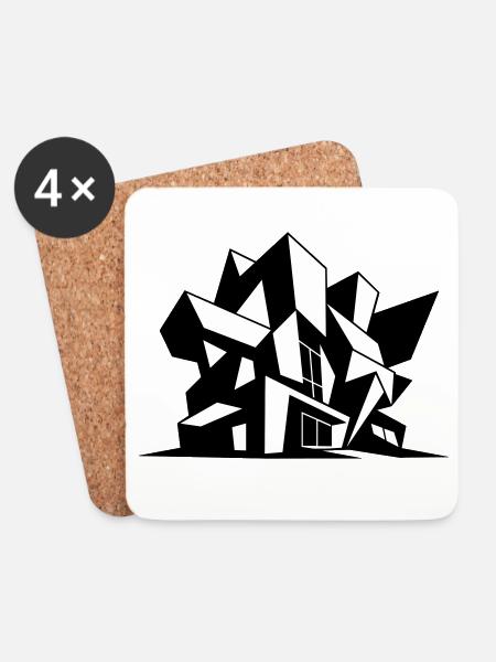 Brutalismus Architecture - Untersetzer (4er-Set) - Weiß