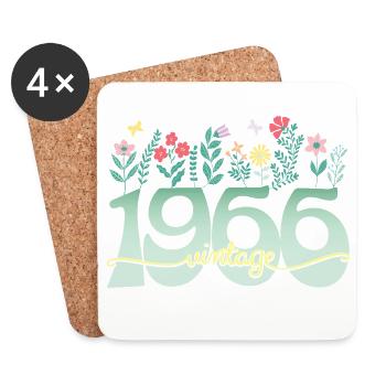 1966 Fleurs 60 Ans Anniversaire Femme - Dessous de verre (lot de 4) - blanc - Devant