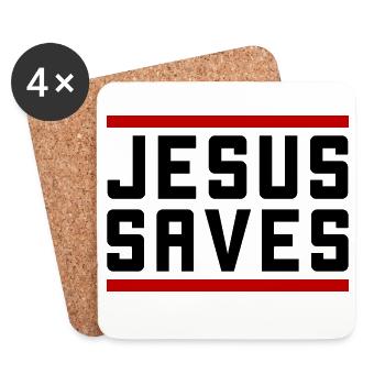 Jésus sauve d’une manière chrétienne - Dessous de verre (lot de 4) - blanc - Devant