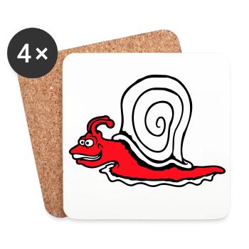 Escargot Fast Crawl Drôle Dessin animé Frénésie - Dessous de verre (lot de 4) - blanc - Devant