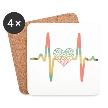 Heartbeat leopard print heart - Coasters (set of 4) - white - Front