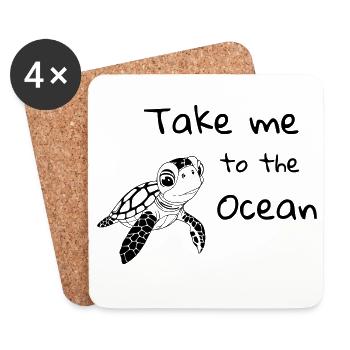 Take me to the Ocean – Meeresschildkröte - Untersetzer (4er-Set) - Weiß - Vorne