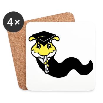Caterpillar High School Graduation Passed College Worm - Coasters (set of 4) - white - Front