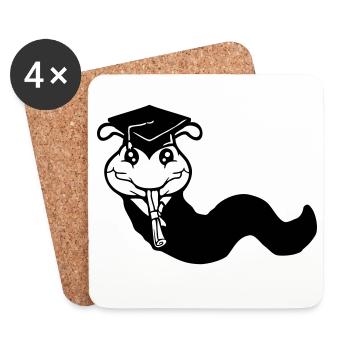 Raupe Schulabschluss Abitur bestanden College Wurm - Untersetzer (4er-Set) - Weiß - Vorne