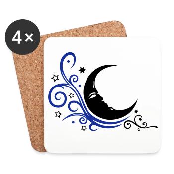 Mystischer Mond mit Sternen Nacht Symbol - Untersetzer (4er-Set) - Weiß - Vorne