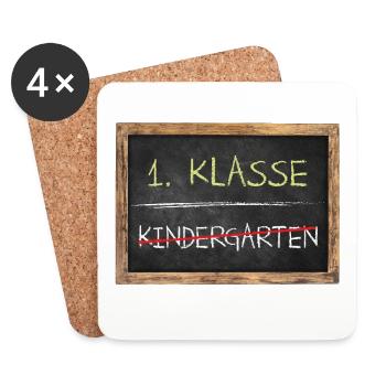 Schulanfang Schiefertafel 1. Klasse Kitaabschied - Untersetzer (4er-Set) - Weiß - Vorne