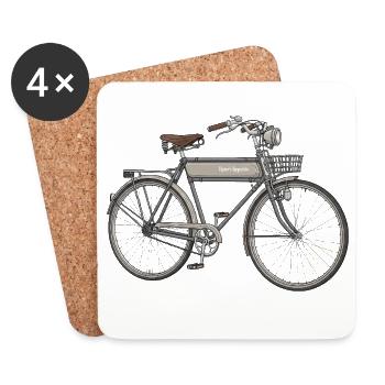 Vélo vintage avec panier - Dessous de verre (lot de 4) - blanc - Devant