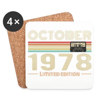 Anniversaire octobre 1978 - Birthday october 1978O - Dessous de verre (lot de 4) - blanc - Devant