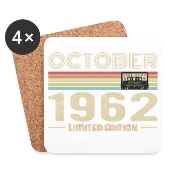 Geburtstag Oktober 1962 - Geburtstag Oktober 1962 - Untersetzer (4er-Set) - Weiß - Vorne
