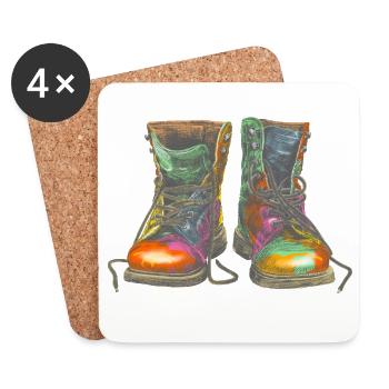 Bunte Graffiti Stiefel Illustration - Untersetzer (4er-Set) - Weiß - Vorne