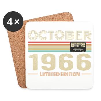 Geburtstag Oktober 1966 - Geburtstag Oktober 1966 - Untersetzer (4er-Set) - Weiß - Vorne