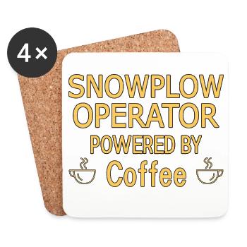 Snowplow Operator Powered Coffee Schneepflugfahrer - Untersetzer (4er-Set) - Weiß - Vorne