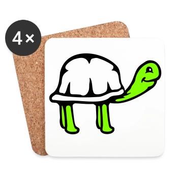 Turtle long neck smiling happy funny - Coasters (set of 4) - white - Front