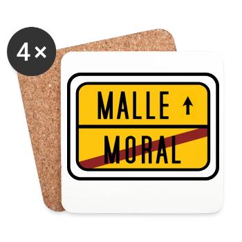Malle statt Moral – Lustiges Party Design - Untersetzer (4er-Set) - Weiß - Vorne
