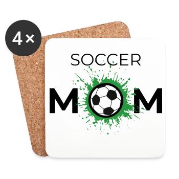 Lebhaftes Fußball-Design für Soccer-Moms - Untersetzer (4er-Set) - Weiß - Vorne