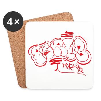Paris Street Art Tag Graffiti Souvenir - Dessous de verre (lot de 4) - blanc - Devant