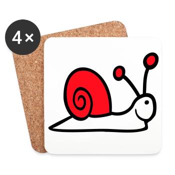 Snail Shell Cute Cute Happy Cool - Coasters (set of 4) - white - Front