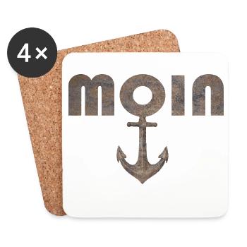 Moin mit Anker im rostigen Vintage Look - Untersetzer (4er-Set) - Weiß - Vorne