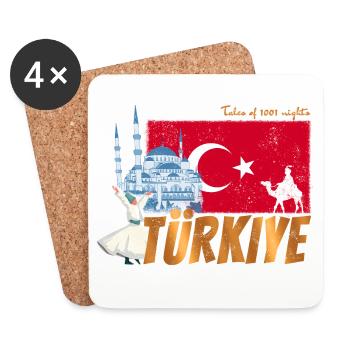 Türkiye Istanbul Vintage Flag Turkey Sovenir - Coasters (set of 4) - white - Front