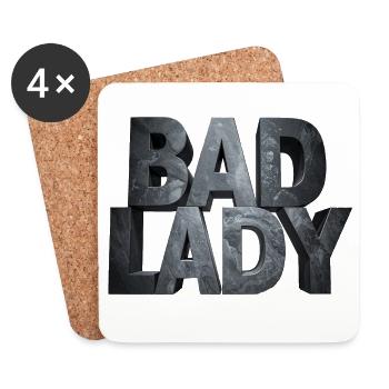 Bad Lady – Lettres monumentales en pierre grises - Dessous de verre (lot de 4) - blanc - Devant