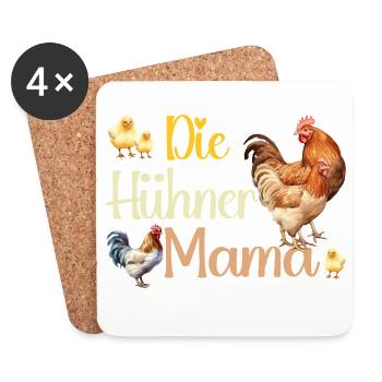 Die Hühner Mama Muttertag Mutterschaft Mama - Untersetzer (4er-Set) - Weiß - Vorne