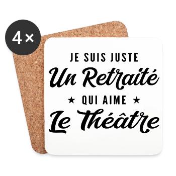 Retraité Comédien Humour Cadeau Retraite - Dessous de verre (lot de 4) - blanc - Devant