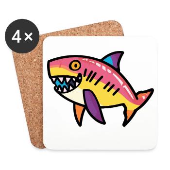 Shark Halloween Zombie - Coasters (set of 4) - white - Front