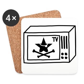 Piraten TV – Freies Fernsehen & Punk Style - Untersetzer (4er-Set) - Weiß - Vorne