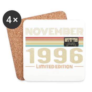 November 1996 Vintage Birthday Retro Tee - Dessous de verre (lot de 4) - blanc - Devant