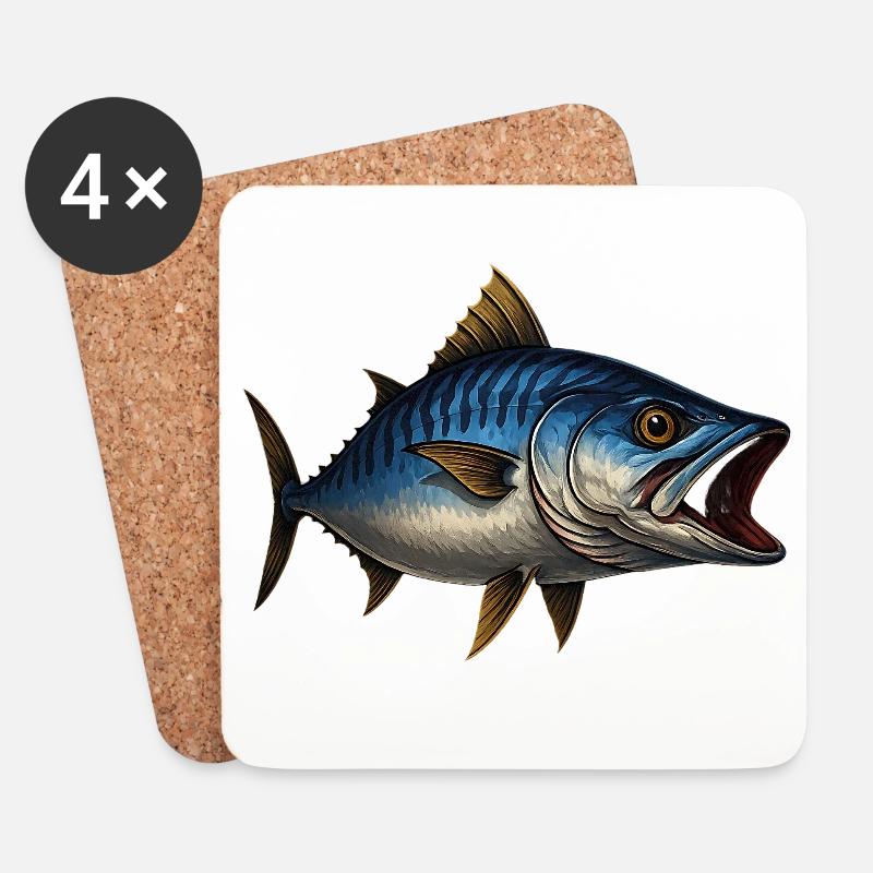Dynamischer Blauflossen-Thunfisch Illustration - Untersetzer (4er-Set) - Weiß