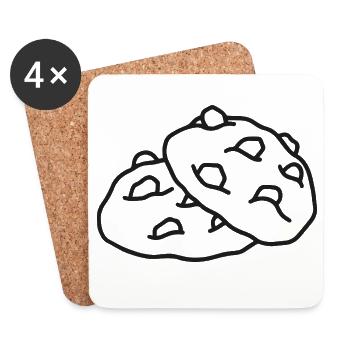 Croquis de biscuit au chocolat - Design minimaliste mignon - Dessous de verre (lot de 4) - blanc - Devant