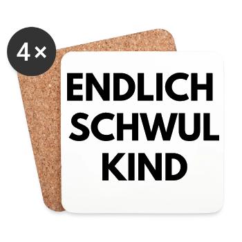 Endlich Schwul Kind - Untersetzer (4er-Set) - Weiß - Vorne