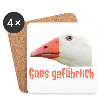 Ganz Gefährlich Gänsekopf - Untersetzer (4er-Set) - Weiß - Vorne