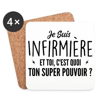 I am a nurse. What's your superpower? - Coasters (set of 4) - white - Front
