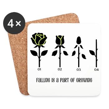 Minimalist Rose | Modern Line Art - Coasters (set of 4) - white - Front