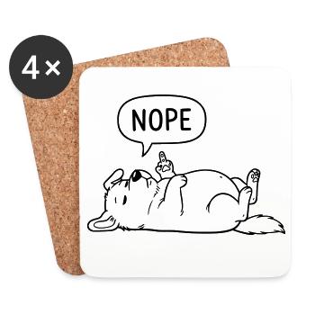 Nope Dog | Funny Middle Finger Statement - Coasters (set of 4) - white - Front