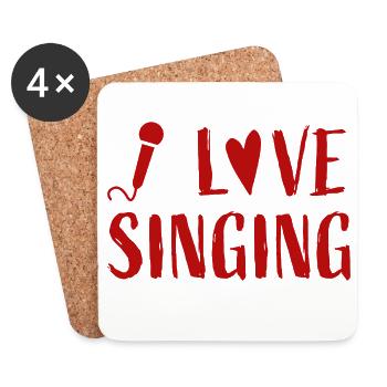 J’aime chanter - Musique Amour Chanteurs Musiciens - Dessous de verre (lot de 4) - blanc - Devant