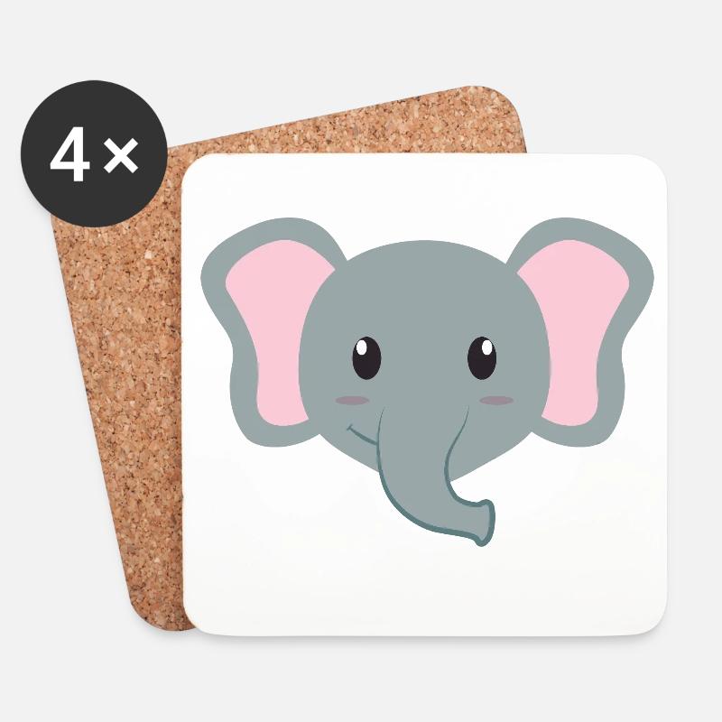 Elefant Cartoon - Untersetzer (4er-Set) - Weiß