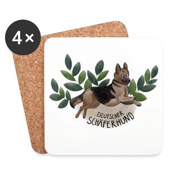 Deutscher Schäferhund Botanika - Untersetzer (4er-Set) - Weiß - Vorne