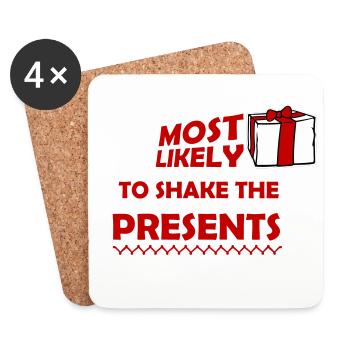 Le plus susceptible de secouer les cadeaux Noël Fun - Dessous de verre (lot de 4) - blanc - Devant