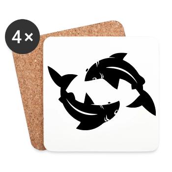 Fische Kreis Flow Emblem - Untersetzer (4er-Set) - Weiß - Vorne