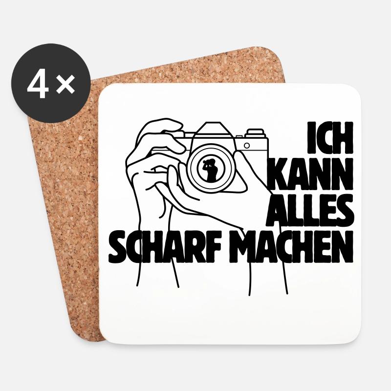 Ich kann alles scharf machen Kamera Spruch - Untersetzer (4er-Set) - Weiß