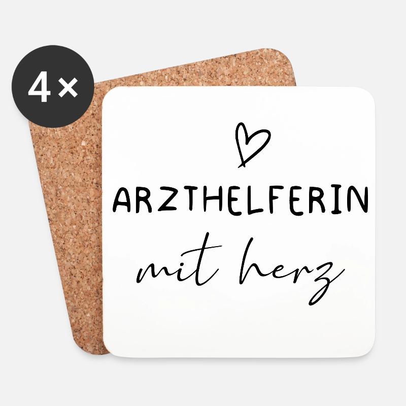 Arzthelferin mit Herz Dankeschön Geschenk - Untersetzer (4er-Set) - Weiß